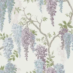 Laura Ashley Wisteria Garden Pale Iris Wallpaper