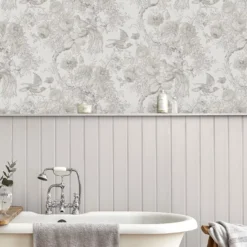 Laura Ashley A Birtle Dove Grey Floral Smooth Wallpaper -Paint and Painting Supplies Store a birtle dove grey floral smooth wallpaper5011583514094 20i bq