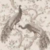 Laura Ashley Belvedere Soft Truffle Peacock Smooth Wallpaper