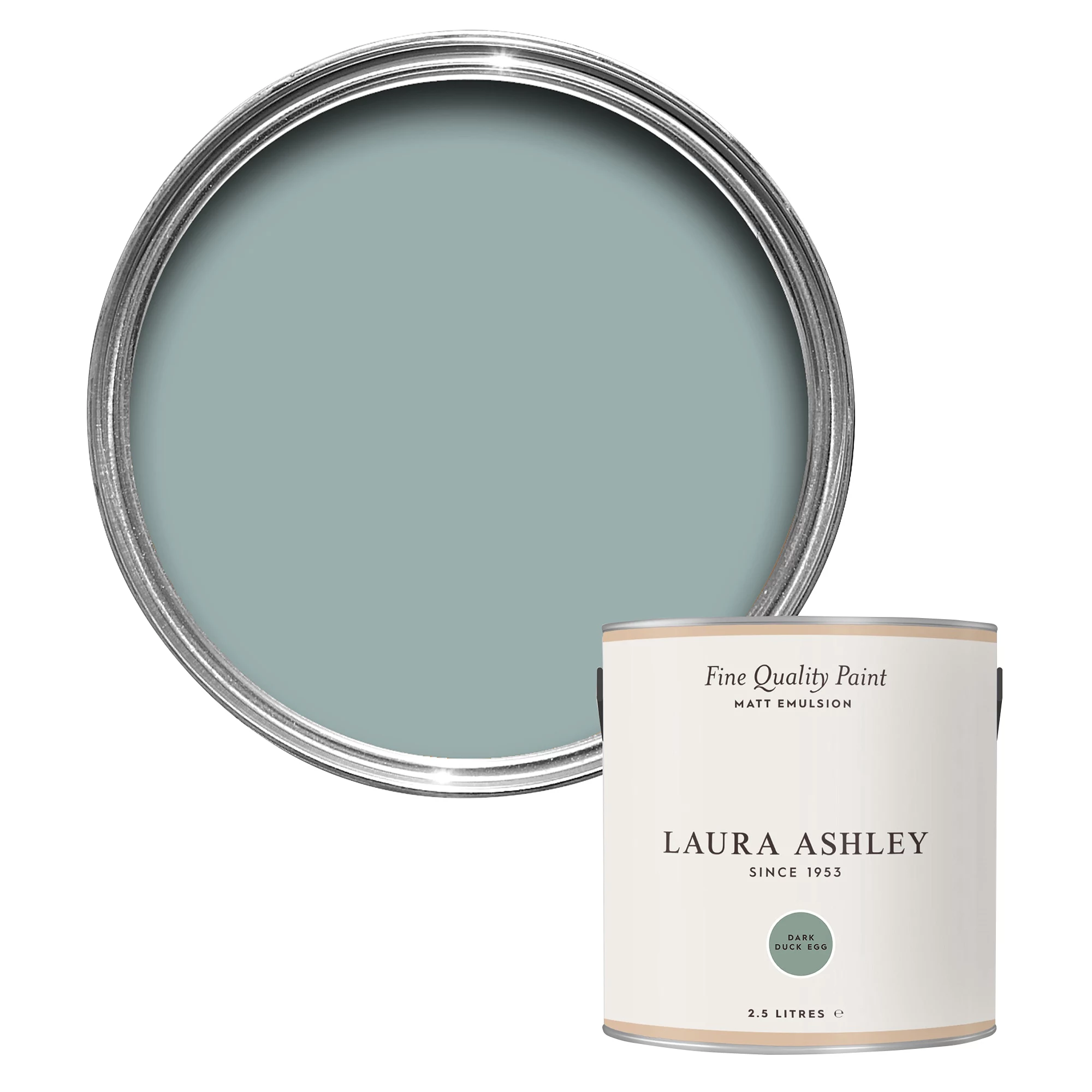 Laura Ashley Dark Duck Egg Matt Emulsion Paint, 2.5L 3 Laura Ashley Dark Duck Egg Matt Emulsion Paint, 2.5L