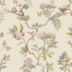 Laura Ashley Elderwood Neutral Floral Smooth Wallpaper