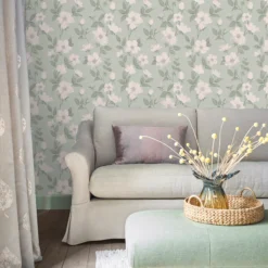 Laura Ashley Fleurir Smoke Green Floral Smooth Wallpaper -Paint and Painting Supplies Store laura ashley fleurir smoke green floral smooth wallpaper5011583487077 20i bq