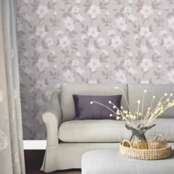 Laura Ashley Fleurir Sugared Violet Floral Smooth Wallpaper -Paint and Painting Supplies Store laura ashley fleurir sugared violet floral smooth wallpaper5011583487107 21i bq