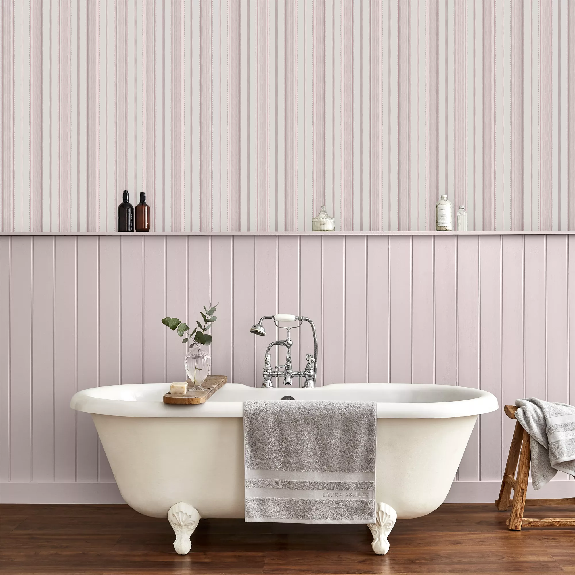 Laura Ashley Heacham Blush Stripe Smooth Wallpaper 6 Laura Ashley Heacham Blush Stripe Smooth Wallpaper - Image 4