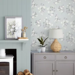 Laura Ashley Igerna Blue, Purple & Green Floral Smooth Wallpaper -Paint and Painting Supplies Store laura ashley igerna blue purple green floral smooth wallpaper5011583546200 20i bq
