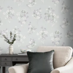 Laura Ashley Igerna Blue, Purple & Green Floral Smooth Wallpaper -Paint and Painting Supplies Store laura ashley igerna blue purple green floral smooth wallpaper5011583546200 21i bq