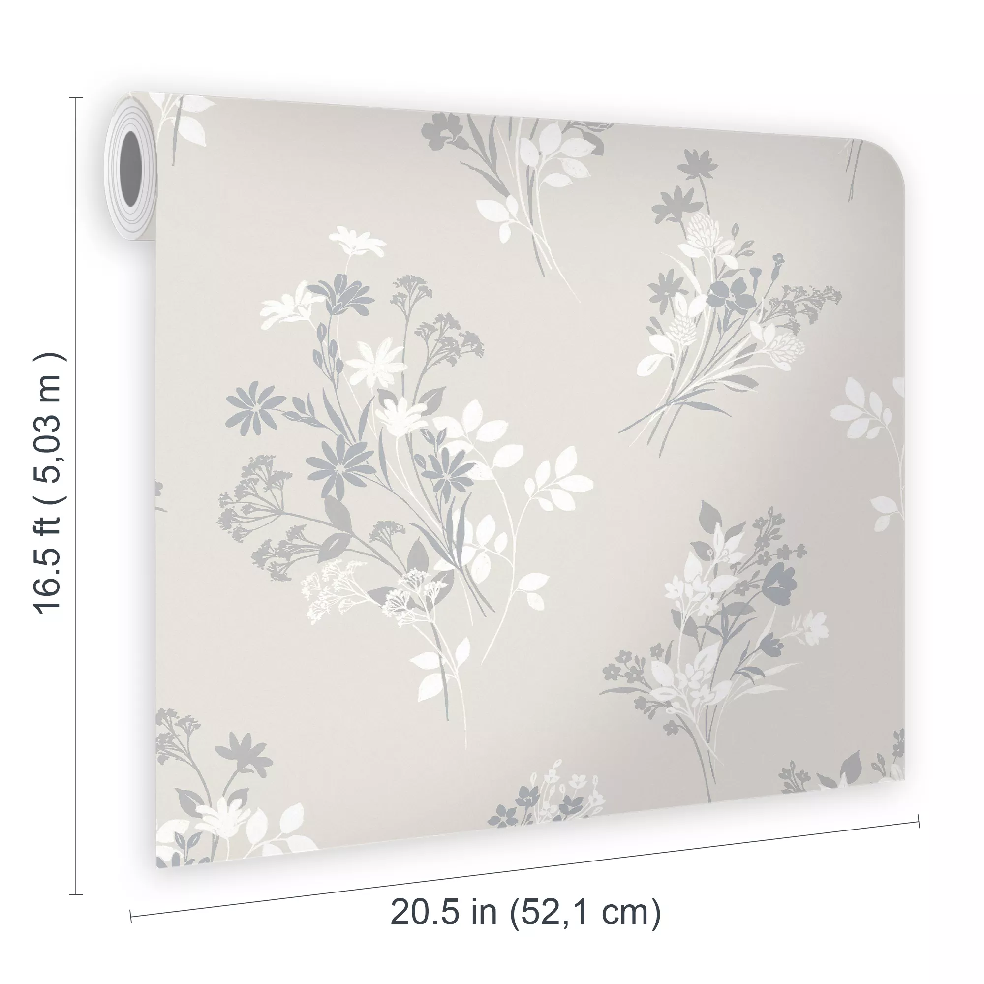 Laura Ashley Igerna Cream, Grey & White Floral Smooth Wallpaper 9 Laura Ashley Igerna Cream, Grey & White Floral Smooth Wallpaper - Image 7