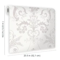 Laura Ashley Josette Dove Grey & White Damask Smooth Wallpaper 11 Laura Ashley Josette Dove Grey & White Damask Smooth Wallpaper -Paint and Painting Supplies Store laura ashley josette dove grey white damask smooth wallpaper5011583467994 02t bq