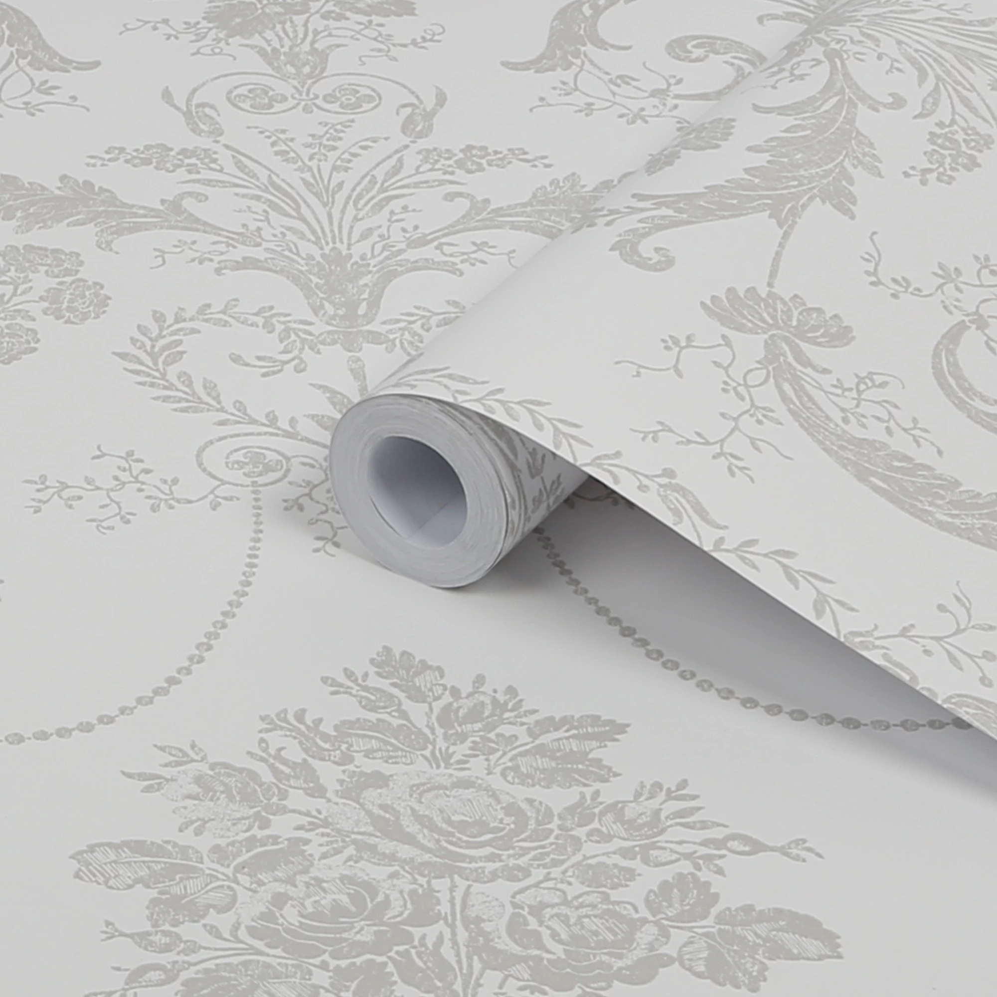 Laura Ashley Josette Dove Grey & White Damask Smooth Wallpaper 3 Laura Ashley Josette Dove Grey & White Damask Smooth Wallpaper
