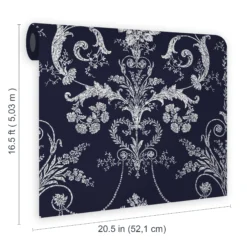 Laura Ashley Josette Midnight Damask Smooth Wallpaper -Paint and Painting Supplies Store laura ashley josette midnight damask smooth wallpaper5011583468021 02t bq