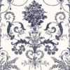 Laura Ashley Josette Midnight & Off White Damask Smooth Wallpaper