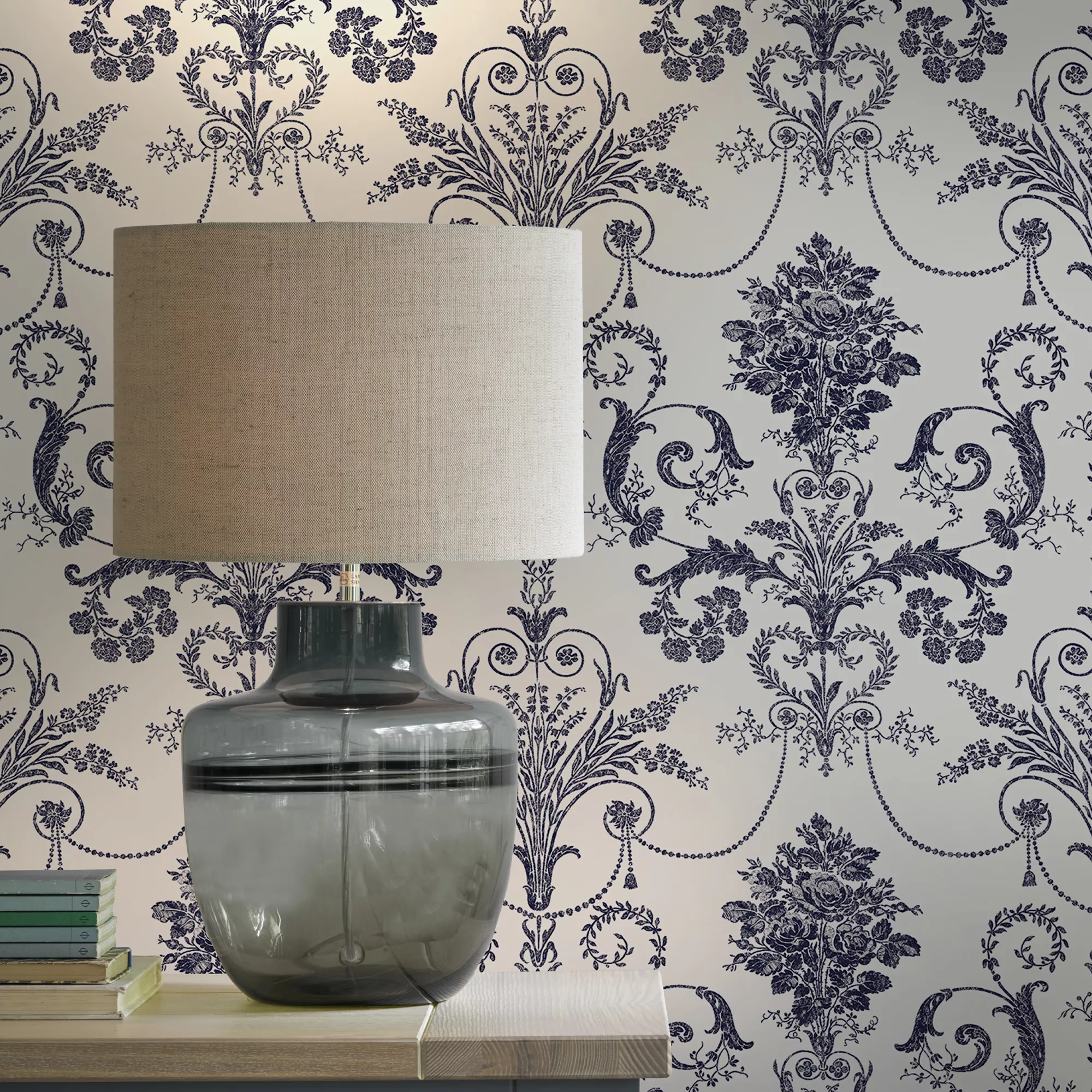Laura Ashley Josette Midnight & Off White Damask Smooth Wallpaper 7 Laura Ashley Josette Midnight & Off White Damask Smooth Wallpaper - Image 5