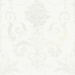 Laura Ashley Josette White Damask Smooth Wallpaper