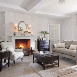 Laura Ashley Josette White & Dove Grey Damask Smooth Wallpaper -Paint and Painting Supplies Store laura ashley josette white dove grey damask smooth wallpaper5011583467789 20i bq