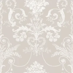 Laura Ashley Josette White & Dove Grey Damask Smooth Wallpaper -Paint and Painting Supplies Store laura ashley josette white dove grey damask smooth wallpaper5011583467789 36c bq