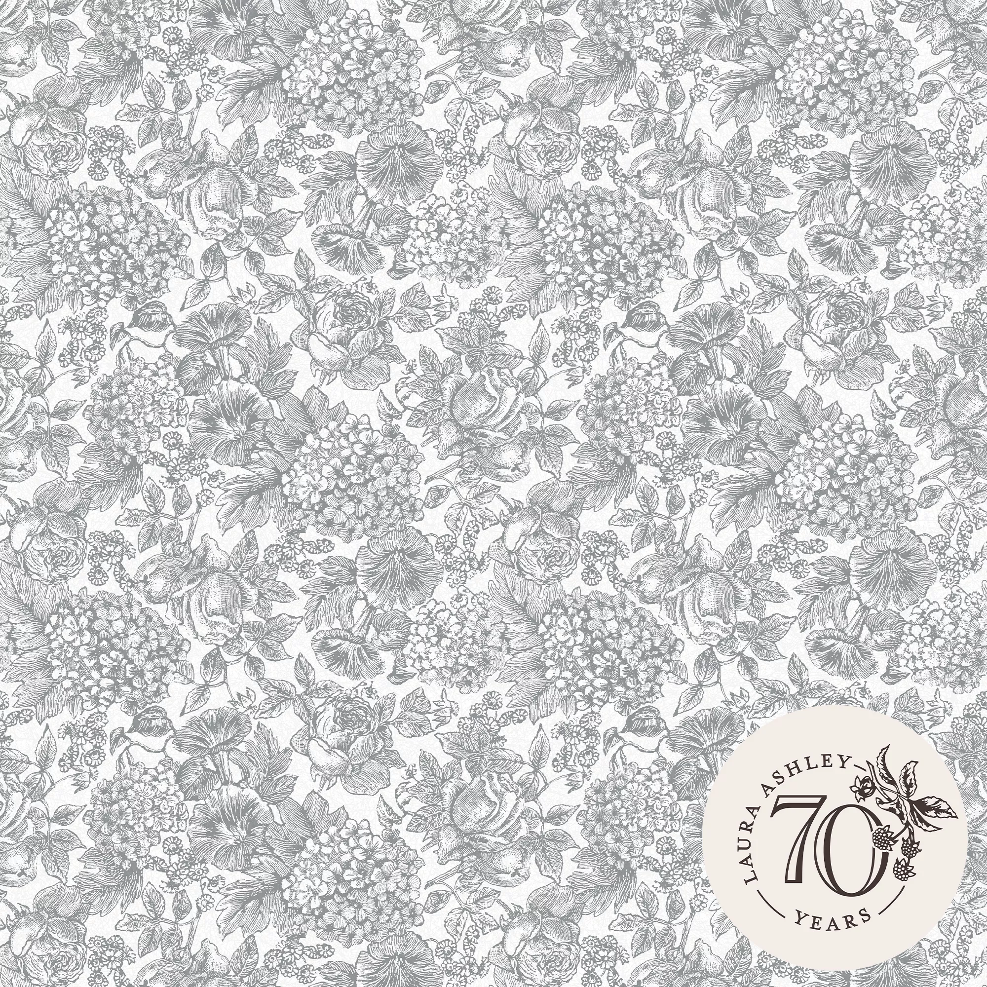 Laura Ashley Louise Grey Floral Smooth Wallpaper 5 Laura Ashley Louise Grey Floral Smooth Wallpaper - Image 3