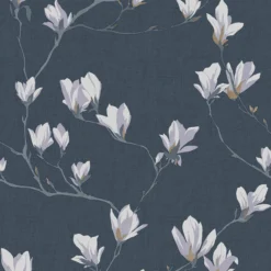 Laura Ashley Magnolia Grove Dusky Seaspray Floral Smooth Wallpaper
