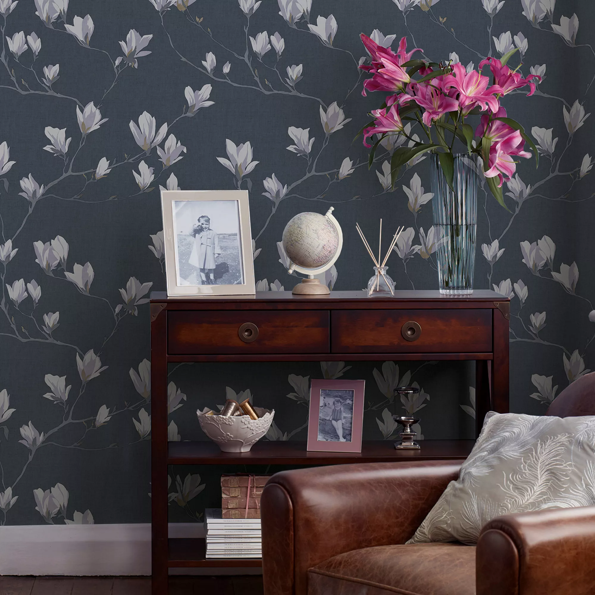 Laura Ashley Magnolia Grove Dusky Seaspray Floral Smooth Wallpaper 7 Laura Ashley Magnolia Grove Dusky Seaspray Floral Smooth Wallpaper - Image 5