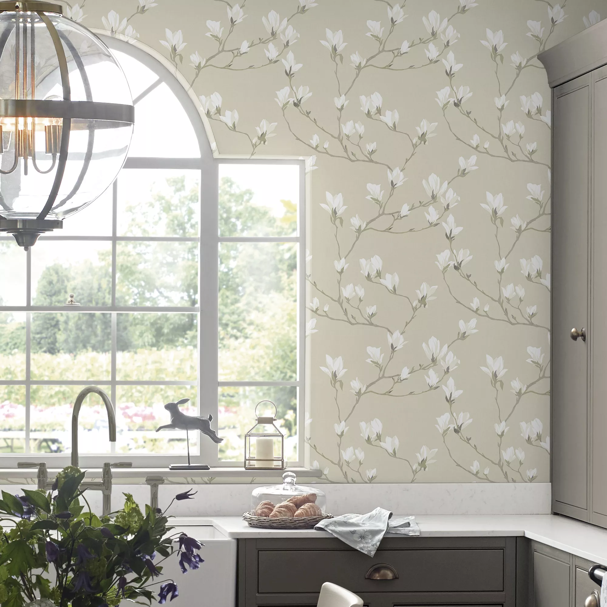 Laura Ashley Magnolia Grove Neutral Floral Smooth Wallpaper 6 Laura Ashley Magnolia Grove Neutral Floral Smooth Wallpaper - Image 4