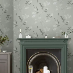 Laura Ashley Mari Green Floral Smooth Wallpaper -Paint and Painting Supplies Store laura ashley mari green floral smooth wallpaper5011583545692 20i bq