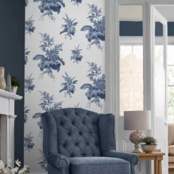 Laura Ashley Narberth Blue Leaves Smooth Wallpaper -Paint and Painting Supplies Store laura ashley narberth blue leaves smooth wallpaper5011583546026 20i bq
