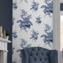 Laura Ashley Narberth Blue Leaves Smooth Wallpaper -Paint and Painting Supplies Store laura ashley narberth blue leaves smooth wallpaper5011583546026 21i bq