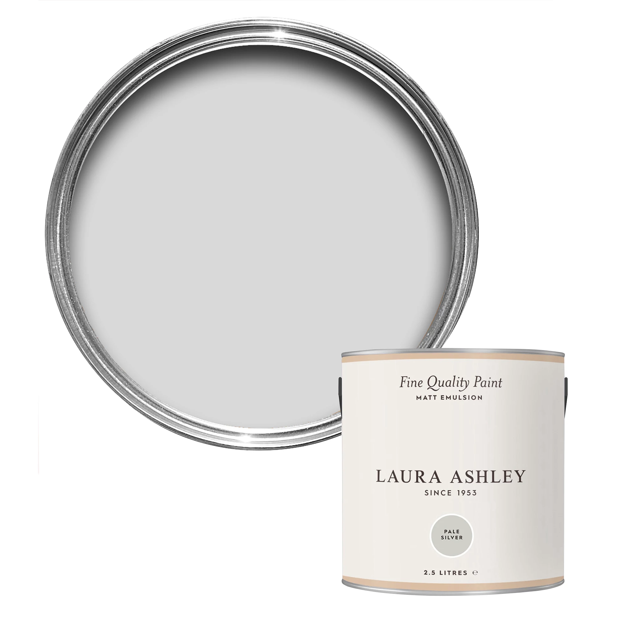 Laura Ashley Pale Silver Matt Emulsion Paint, 2.5L 3 Laura Ashley Pale Silver Matt Emulsion Paint, 2.5L