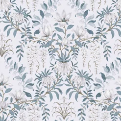 Laura Ashley Parterre Off White & Seaspray Damask Smooth Wallpaper