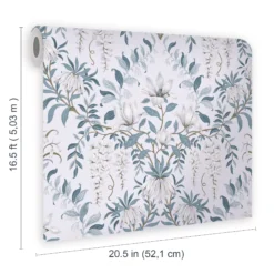 Laura Ashley Parterre Off White & Seaspray Damask Smooth Wallpaper -Paint and Painting Supplies Store laura ashley parterre off white seaspray damask smooth wallpaper5011583468595 02t bq