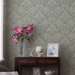 Laura Ashley Parterre Sage Damask Smooth Wallpaper -Paint and Painting Supplies Store laura ashley parterre sage damask smooth wallpaper5011583468625 20i bq