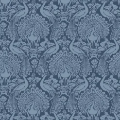 Laura Ashley Peacock Damask Dusky Seaspray Damask Smooth Wallpaper