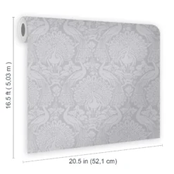 Laura Ashley Peacock Damask Pale Slate Damask Smooth Wallpaper -Paint and Painting Supplies Store laura ashley peacock damask pale slate damask smooth wallpaper5011583486896 02t bq