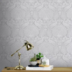 Laura Ashley Peacock Damask Pale Slate Damask Smooth Wallpaper -Paint and Painting Supplies Store laura ashley peacock damask pale slate damask smooth wallpaper5011583486896 21i bq