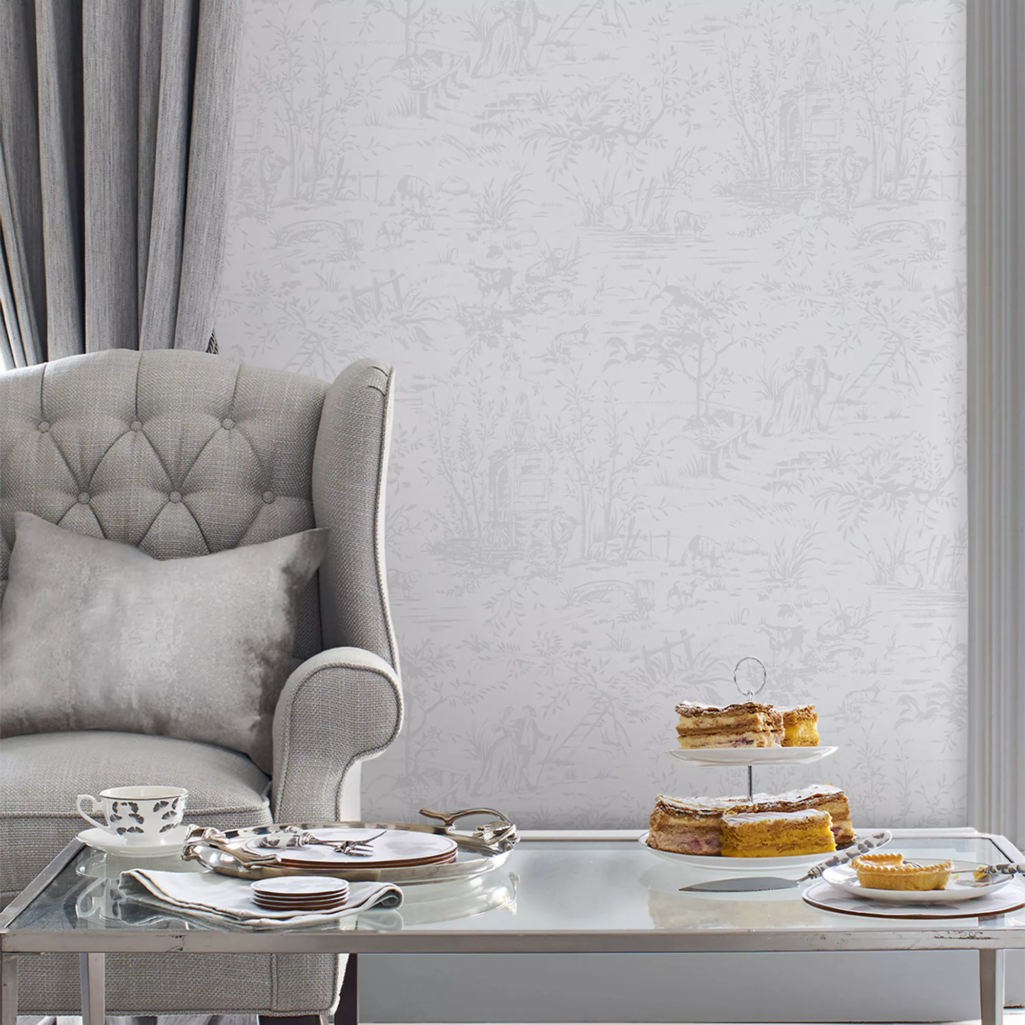 Laura Ashley Romantic Opulence Grey Classical Smooth Wallpaper 5 Laura Ashley Romantic Opulence Grey Classical Smooth Wallpaper - Image 3