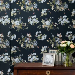 Laura Ashley Rosemore Midnight Seaspray Floral Smooth Wallpaper -Paint and Painting Supplies Store laura ashley rosemore midnight seaspray floral smooth wallpaper5011583486506 20i bq