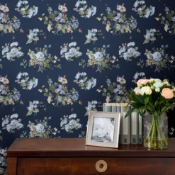 Laura Ashley Rosemore Midnight Seaspray Floral Smooth Wallpaper -Paint and Painting Supplies Store laura ashley rosemore midnight seaspray floral smooth wallpaper5011583486506 21i bq