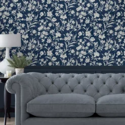 Laura Ashley Rye Blue Floral Smooth Wallpaper -Paint and Painting Supplies Store laura ashley rye blue floral smooth wallpaper5011583546118 20i bq