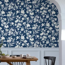 Laura Ashley Rye Blue Floral Smooth Wallpaper -Paint and Painting Supplies Store laura ashley rye blue floral smooth wallpaper5011583546118 21i bq