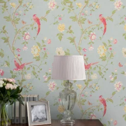 Laura Ashley Summer Palace Duck Egg Floral Smooth Wallpaper -Paint and Painting Supplies Store laura ashley summer palace duck egg floral smooth wallpaper5011583468205 20i bq