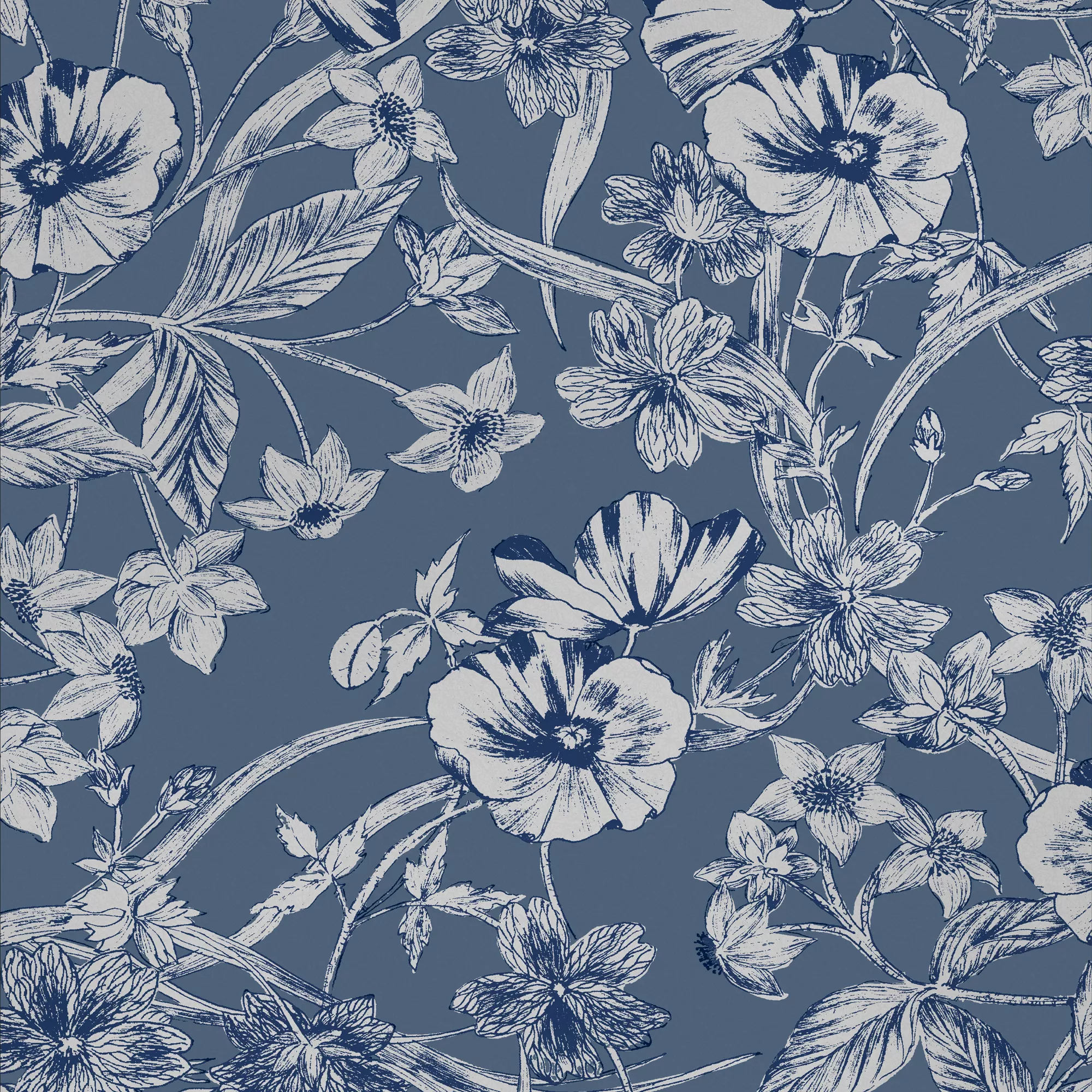 Laura Ashley Summerhill Midnight Blue Floral Smooth Wallpaper 4 Laura Ashley Summerhill Midnight Blue Floral Smooth Wallpaper - Image 2